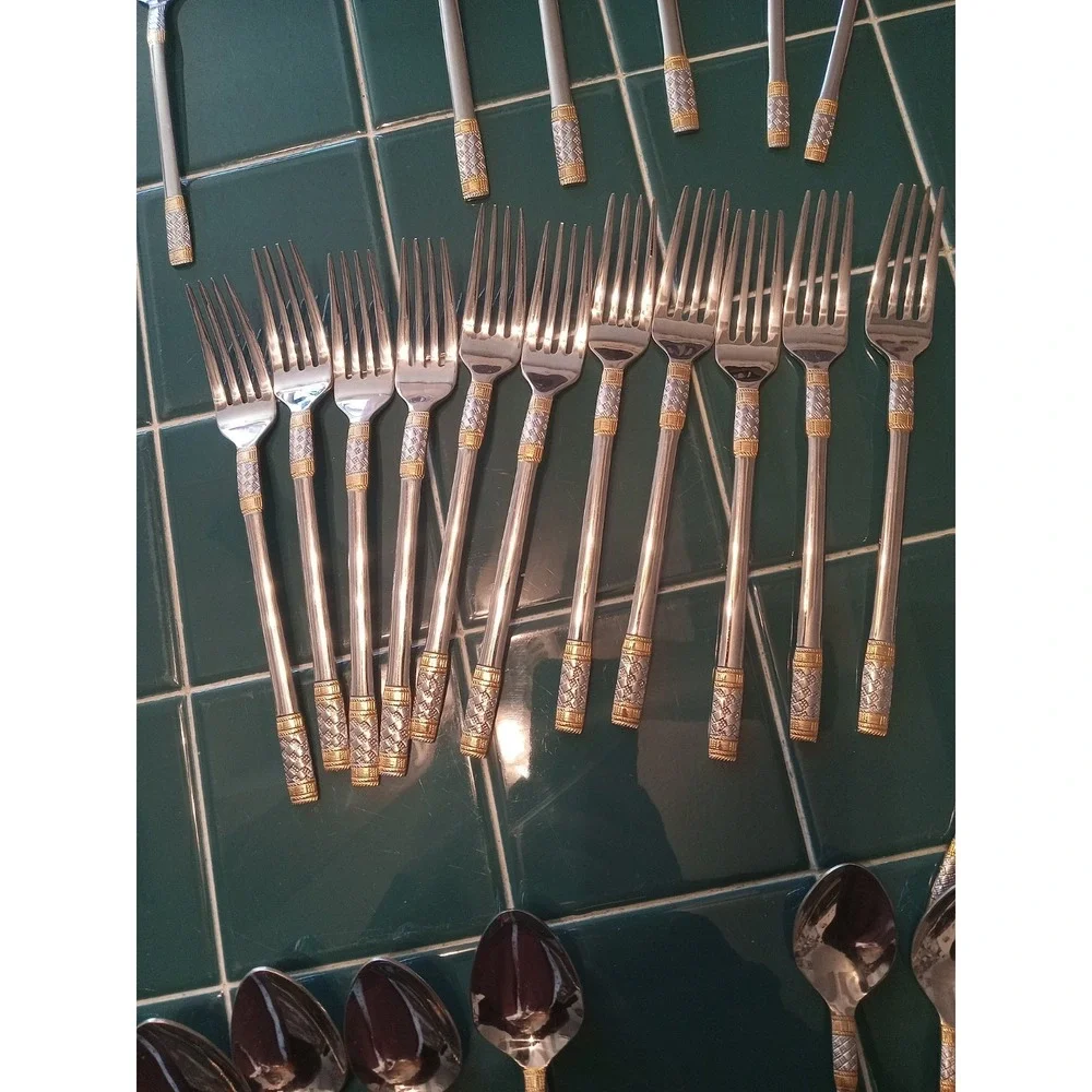 Wallace Golden Aegean‎ Weave Stainless 60+pc set 18/10 Missing One Fork. Butter